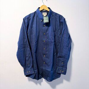 NWT L.L. Bean Navy Blue Wrinkle-Resistant Sport Shirt M-Reg